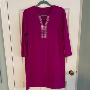Land’s End Magenta Dress with white embroidery